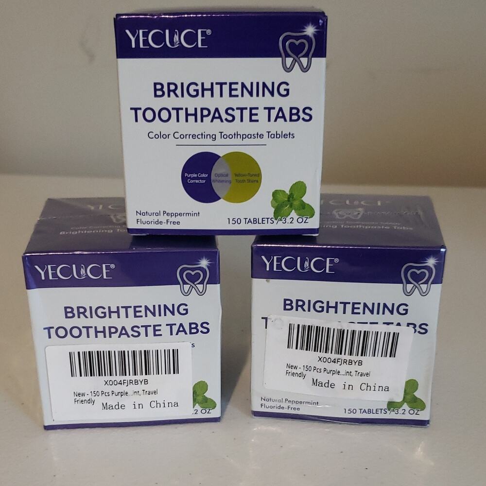 3/ Yecuce Brightening Toothpaste Tabs Color Correcting Peppermint 3.2 oz